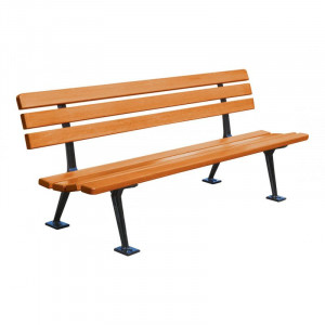 Banc de jardin 2 m - Longueur : 2000 mm - bois et acier - Sur platines