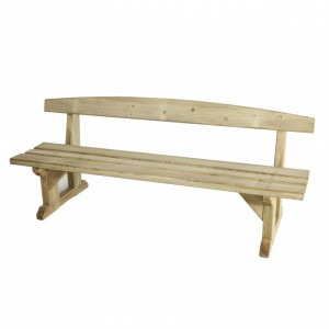 Banc de jardin avec dossier en pin traité classe IV - Longueur : 200 cm - Largeur x hauteur : 60 x 80 cm - Pin traité classe IV ou- à poser