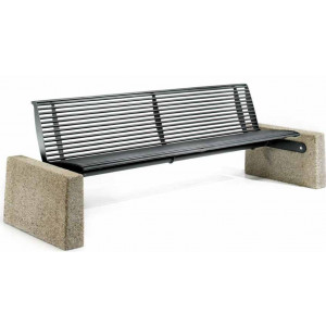 Banc en acier avec accoudoir béton - Longueur 2340 mm