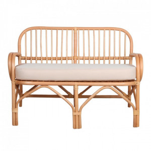 Banc en rotin naturel avec coussin - Banc de style scandinave fabriqué en rotin naturel 