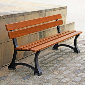 Banc exotique piétement fonte - Bois exotique piétement fonte