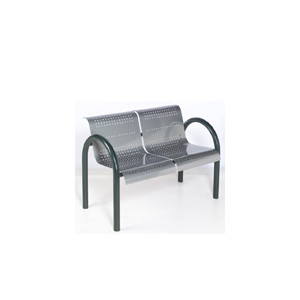 Banc extérieur public métal - Banc avec 2 sièges en plaques perforées. Dimension : (L x l x H) : 60 x 110 x 70