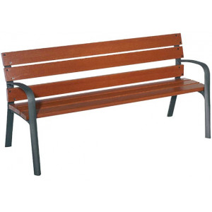 Banc fonte et bois - Longueur : 1800 mm - Bois exotique - A sceller