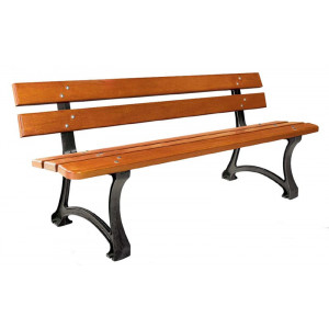 Banc bois exotique et fonte - Longueur : 1800 ou 2000 mm - Bois exotique - A sceller