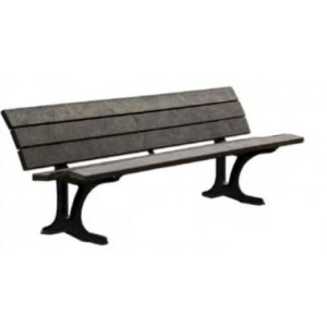 Banc forestier en plastique recyclé sur platine - Longueur : 200 cm - Assise : 44 cm - A sceller