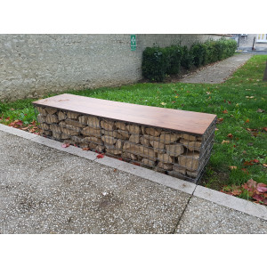 Banc gabion compact - Assise en compact HPL sur Gabion