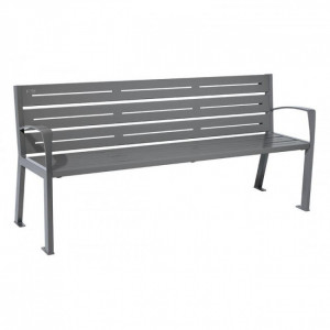 Banc public acier et bois - Longueur : 1200 ou 1800 mm - Acier et bois ou tout acier - Sur platines