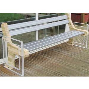 Banc public aluminium - Pieds en lamellé collé