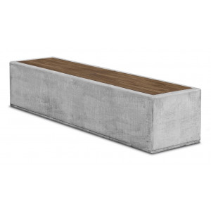 Banc amenagement ext. béton assise imitation bois - Banc monobloc en béton 