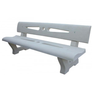 Banc public béton blanc - Dimension (L x l x h) : 200 x 65 x 77 cm