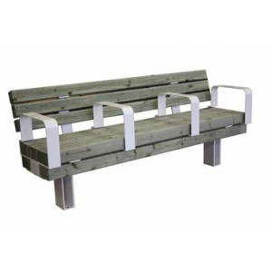 Banc public bois acier avec accoudoirs - En acier galvanisé et verni et bois de pin ou bois dur