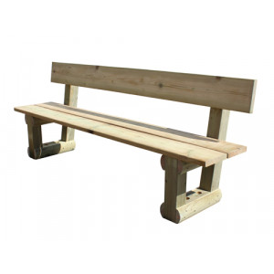 Banc public en bois traité - Dimensions : (L x l x H) 2 x 0,53 x 0,78 m