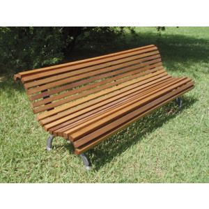 Banc public en bois tropical - Dimensions : 2 x 0,67 x 0,71 m