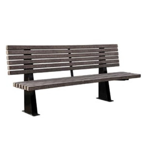 Banc public en plastique recyclé 2 mètres - Longueur : 200 cm - Assise : 40 à 47 cm - A sceller  