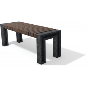 Banc public en plastique recyclé sans dossier - Longueur: 130 - 180 cm - Assise: 167 - 117 cm