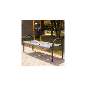 Banc public métal sans dossier - Banc avec 3 sièges sans dossiers en plaques perforées. Dimension : (L x l x H) : 60 x 160 x 68 cm