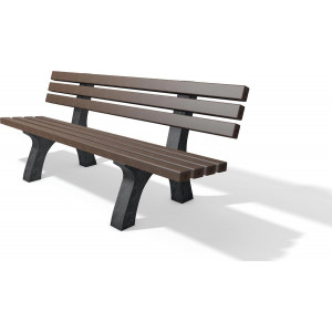 Banc public plastique recyclé 7 lames - Longueur : 200 cm - Assise: 200 cm - Nombres de lames : 7