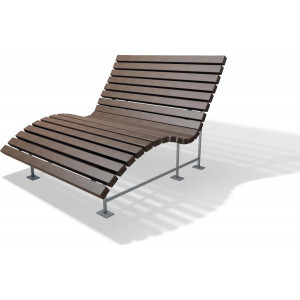 Banc relax public plastique recyclé - Longueur : 150cm - Assise: 150cm - Nombres de lames : 21