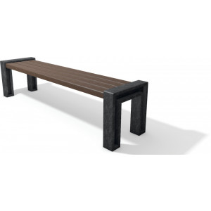 Banc sans dossier en plastique recyclé  - Longueur : 1650 et 1950 mm - Hauteur : 480 mm - A poser