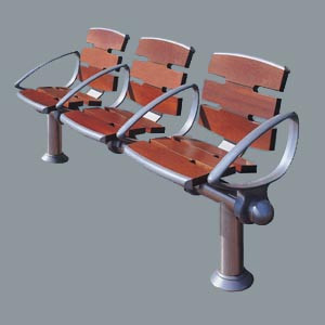 Banc Trio ellipson bois - 4 accoudoirs