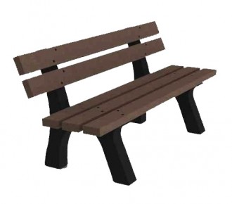 Banc urbain avec dos en plastique recyclé - Longueur : 200 cm - 