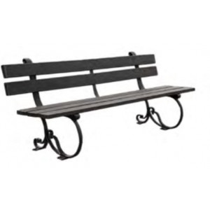 Banc urbain lames en plastique recyclé - Longueur : 200 cm - Assise : 45 ou 47 cm - A sceller 