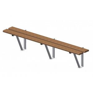 Bancs muraux - Bois Exotique ou Sapin - Assise seule - 1 fixation au mur + 1 fixation au sol 