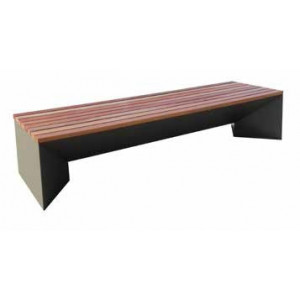 Banquette bois et acier 2300 mm - Assise en lattes de bois pin ou dur