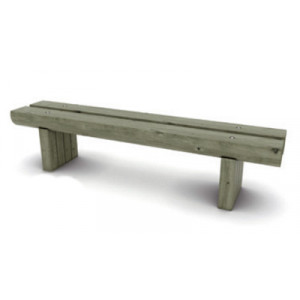 Banquette de jardin public en pin - Assise et pieds en pin classe IV - Dim : L.200 x 45 H.45 cm