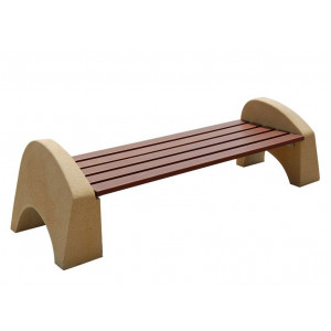 Banquette publique en béton avec assise en bois - Longueur : 2260 mm - Assise : 600 mm - A poser ou à ancrer avec tiges métalliques