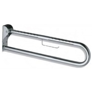 Barre d'appui relevable inox avec ergogrip - Permet un accès latéral en position relevée, barre d'appui ou relèvement en position abaissée