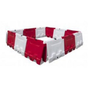Barrière de balisage lestable - En plastique - En blanc et rouge