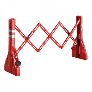 Barrière de chantier extensible en PVC - Hauteur : 1100 mm - Largeur : extensible jusqu’a 2200 mm
