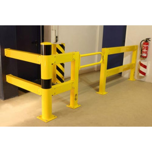 Barrière de protection modulable Extérieure - Matière : Acier galvanisé et revêtu - Longueur : 50 à 200 cm - Coloris : jaune