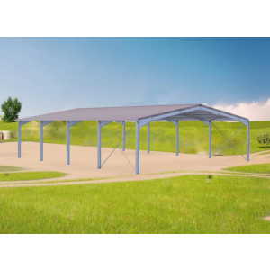 Bâtiment de stockage galvanisé 500m², structure + couverture - D'une superficie de 500m² et d'une grande largeur de 20,6m, ce bâtiment vous offre une superficie de stockage confortable, au meilleur prix ! Muni d'une structure PRS Acier Haute Résistance galvanisé à chaud et d'une toiture tôle 5 ondes renforcée, il vou