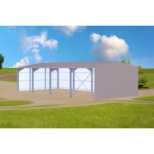 Bâtiment en kit bardé 3 côtés de 400m² - Optez pour notre bâtiment ouvert de 400m², idéal pour répondre à vos besoins en espace de stockage ouvert