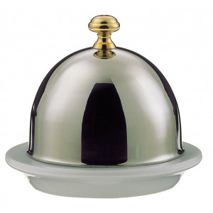 Beurrier et cloche - Diamètre cloche : 7 cm - porcelaine et inox