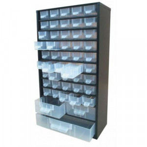 https://www.techni-contact.site/ressources/images/produits/merchandising/bloc-tiroir-casier-metal-48-tiroirs-310-x-150-x-h565-mm-64647742-1.jpg - Casier en acier - 48 tiroirs en polypropylène transparents - 310 x 150 x H565 mm
