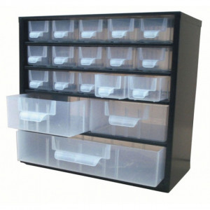 Blocs à  tiroirs en métal - Dimensions(L x P x H  ): 306 x 155 x 290 mm - Modèle : 18 - 35 - 38 casiers - Matière : Métal / Polypro