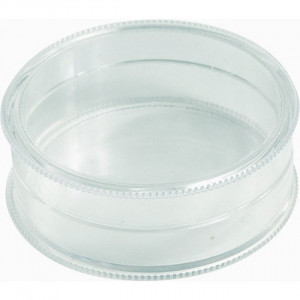 Boite ronde en plastique - Matière : Polystyrène cristal - Dimensions: 42 x 14 mm - Volume  : de 14 à 33 cm³