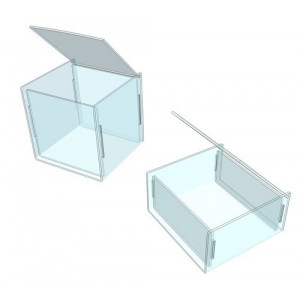 Boîte sur mesure plexiglas - Plexiglas épaisseur 4 mm - Dimensions : 20 x 20 cm - Hauteur : 10 ou 20 cm