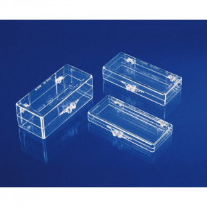 Boîtes de présentation à charnières -  Dimensions: 61 x 54 x H35 mm - Matière : Polystyrène cristal