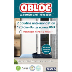 Boudins anti-inondation 120 cm OBLOC® - L x l x h : 120 x 18 x 0,5 cm - 120 x 18 x 10 cm (activé)