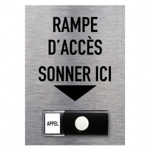 Bouton de sonnette PMR appel rampe accès en aluminium - Dimensions panneau : 150 x 210 mm