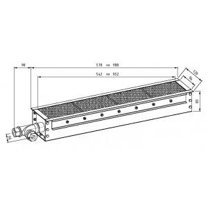 Brûleur Industriel Radiant Gaz - Puissance : 2.5 à11 KW  - Four a convoyeur - Surface de chauffe : 952 x 94 mm