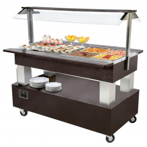 Buffet mixte avec compartiments GN 1/1 - Dimensions : 1495 x 740/950 x 1370 - 2070 x 740/950 x 1370 mm - Puissance : 2250/3000 W