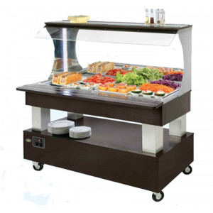 Buffet mural réfrigéré self service - Capacité : 4 bacs GN 1/1 - Dimensions : 1495 x 855 x 1405 mm