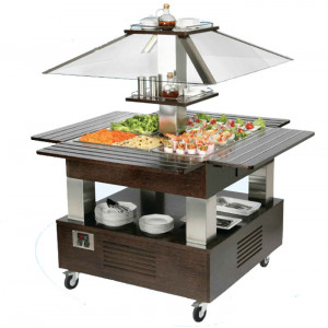 Buffet réfrigéré mobile 4 bacs - Froid positif  2  10°C  - 4 bacs GN1/1