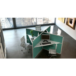 Bureau centre d'appel - Dimensions plan de travail (L x P x H) : 154 x 61 x 7.8 cm