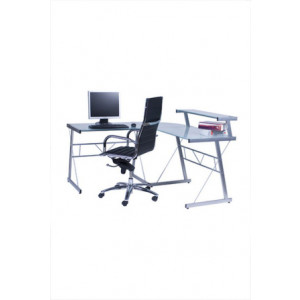 Bureau d'angle modulaire avec plateau de verre - Dimensions L150 x P60 x H76